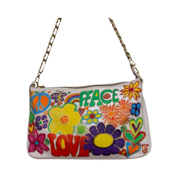 Hand painted Italian made boho bag. - Picture 5 of 12